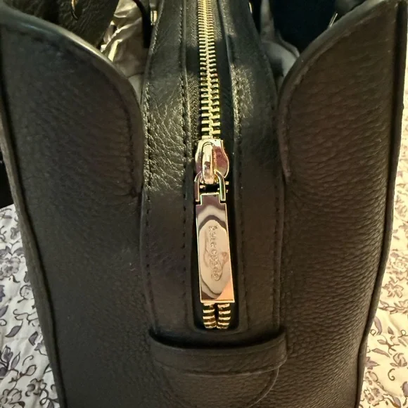 ♠️ Kate Spade Leila Medium Triple Compartment Satchel Black Pebbled Leather Bag - Picture 9 of 12